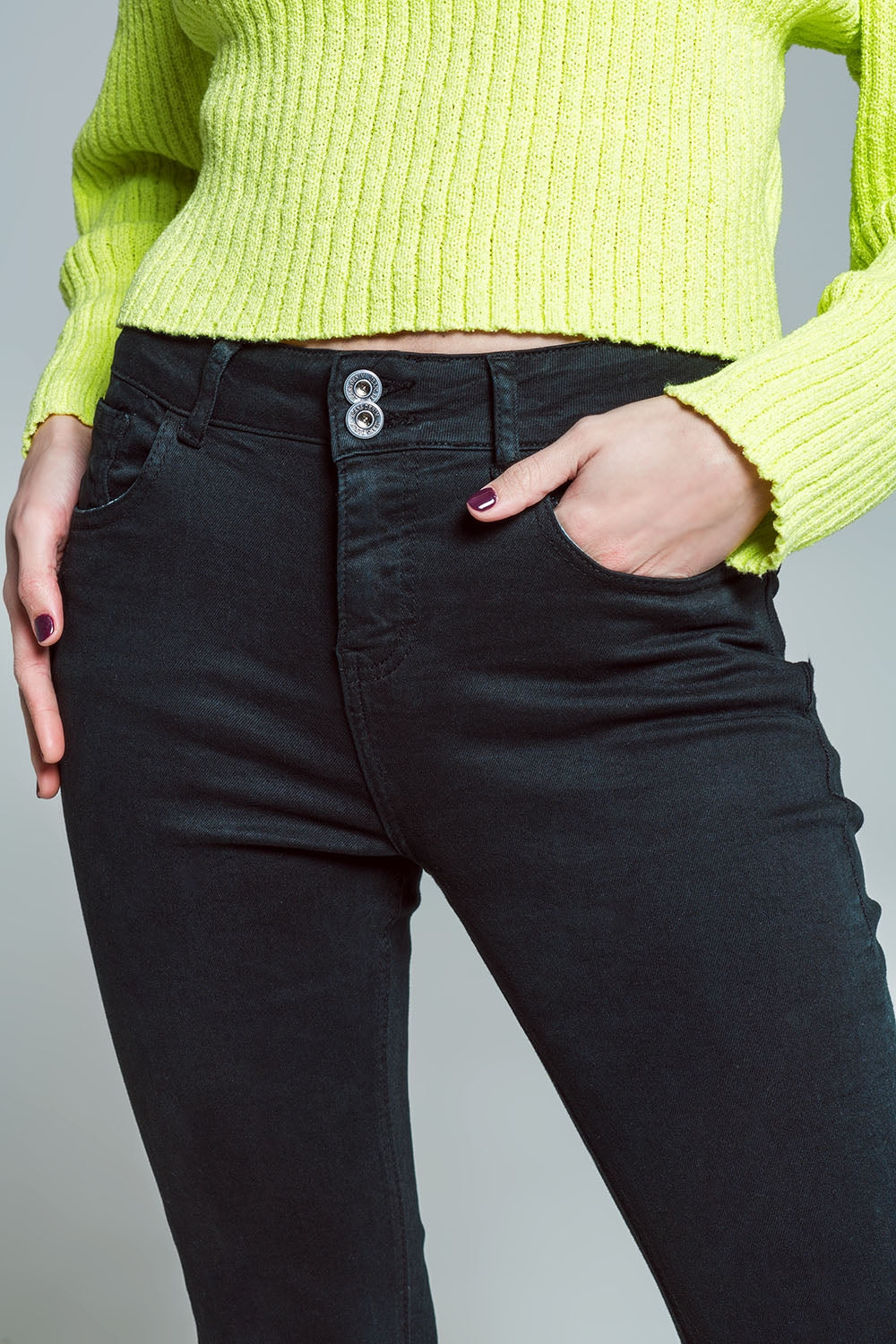Q2 leatherette effect super skinny pants in light brown