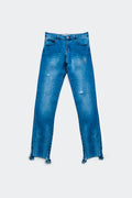 Q2 Skinny jeans with ripped hem detail