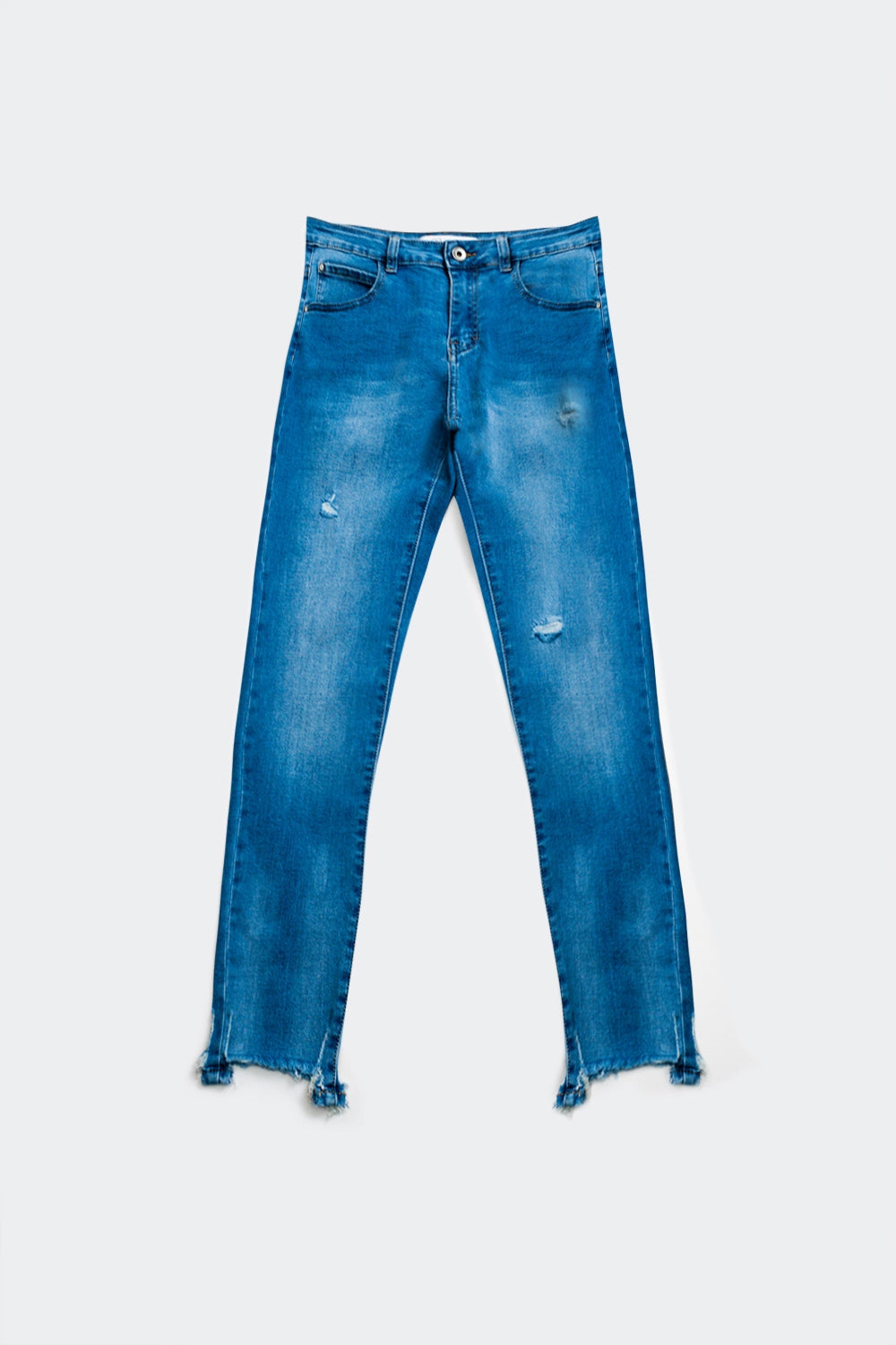Q2 Skinny jeans with ripped hem detail