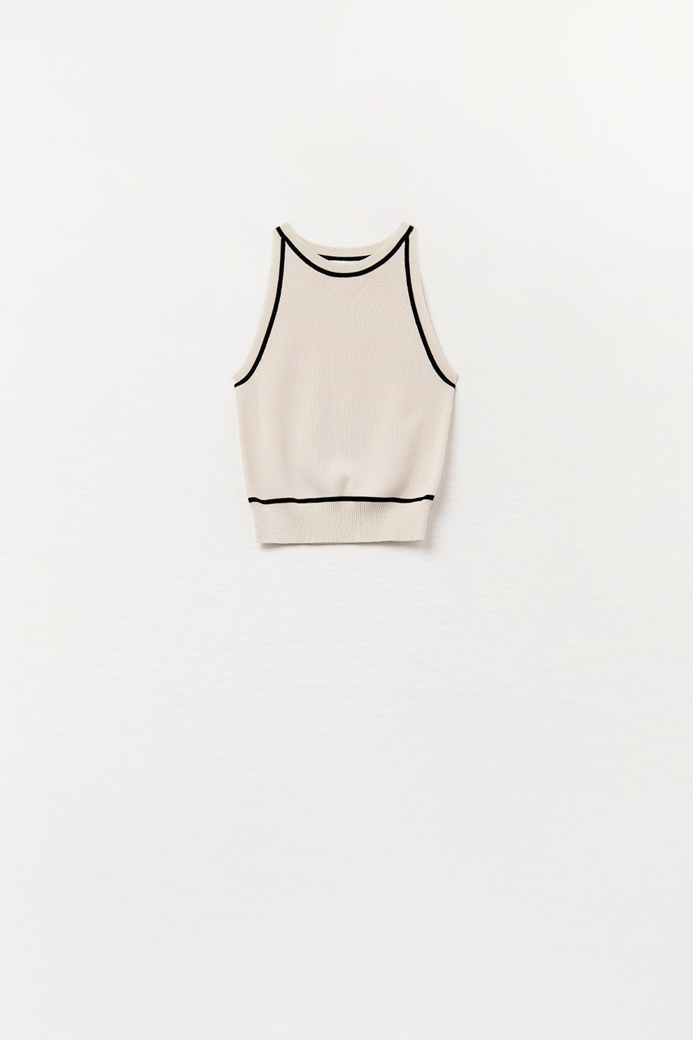 Q2 Sleeveless Sweater In Beige Featuring detail Black Lines