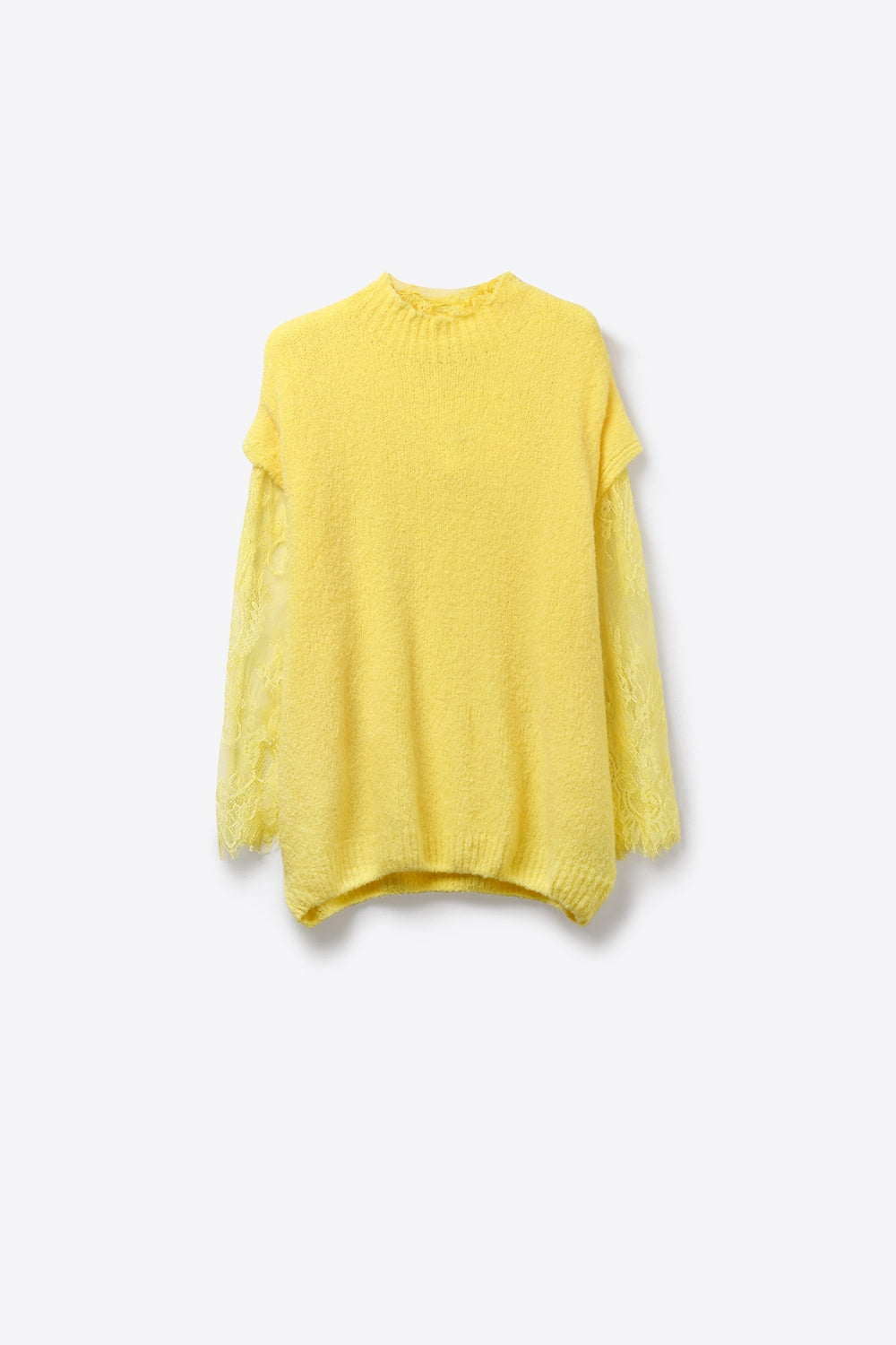 Soft Knit Sleeveless sweater with lace lining in yellow color