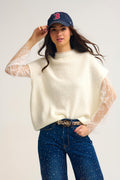 Q2 Soft Knit Sleeveless sweater with lace lining