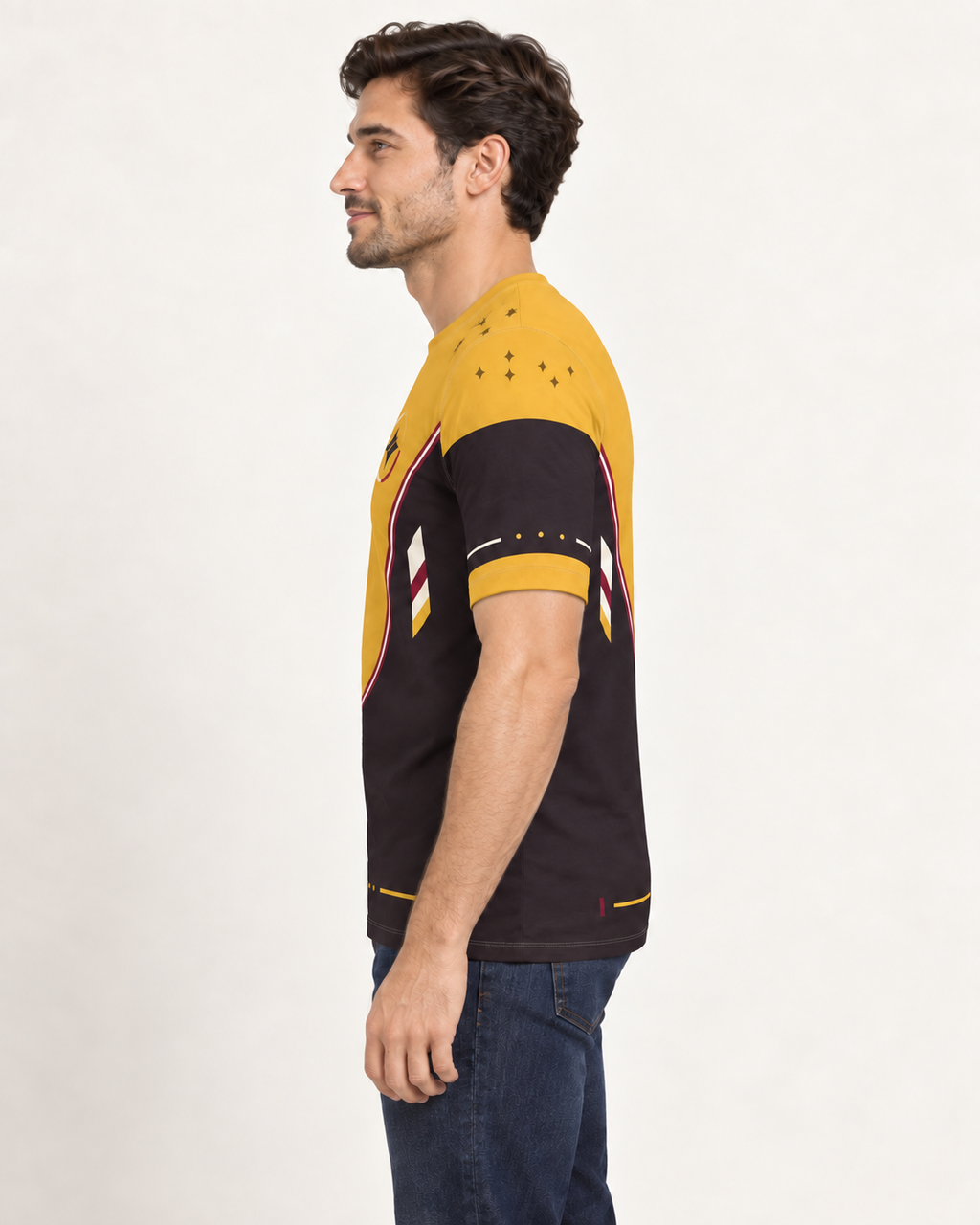 Solar Contour Regular-Fit Cotton T-Shirt — side view, AI-generated styling illustration