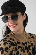 UNIKCOSA Squared Metal Sunglasses in Black Smoke Lens