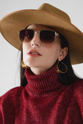 UNIKCOSA Squared Metal Sunglasses in Brown Smoke Lens