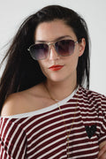 UNIKCOSA Squared Metal Sunglasses in Gray Smoke Lens