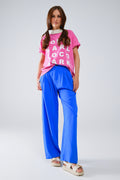 UNIKCOSA Straight Leg Trousers With Side Pockets and Darts in Blue