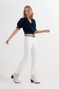 UNIKCOSA Straight Pants in White with Wide Ankles