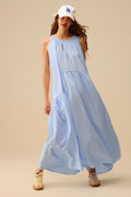 Q2 Striped Flowy Halter Dress Blue and White