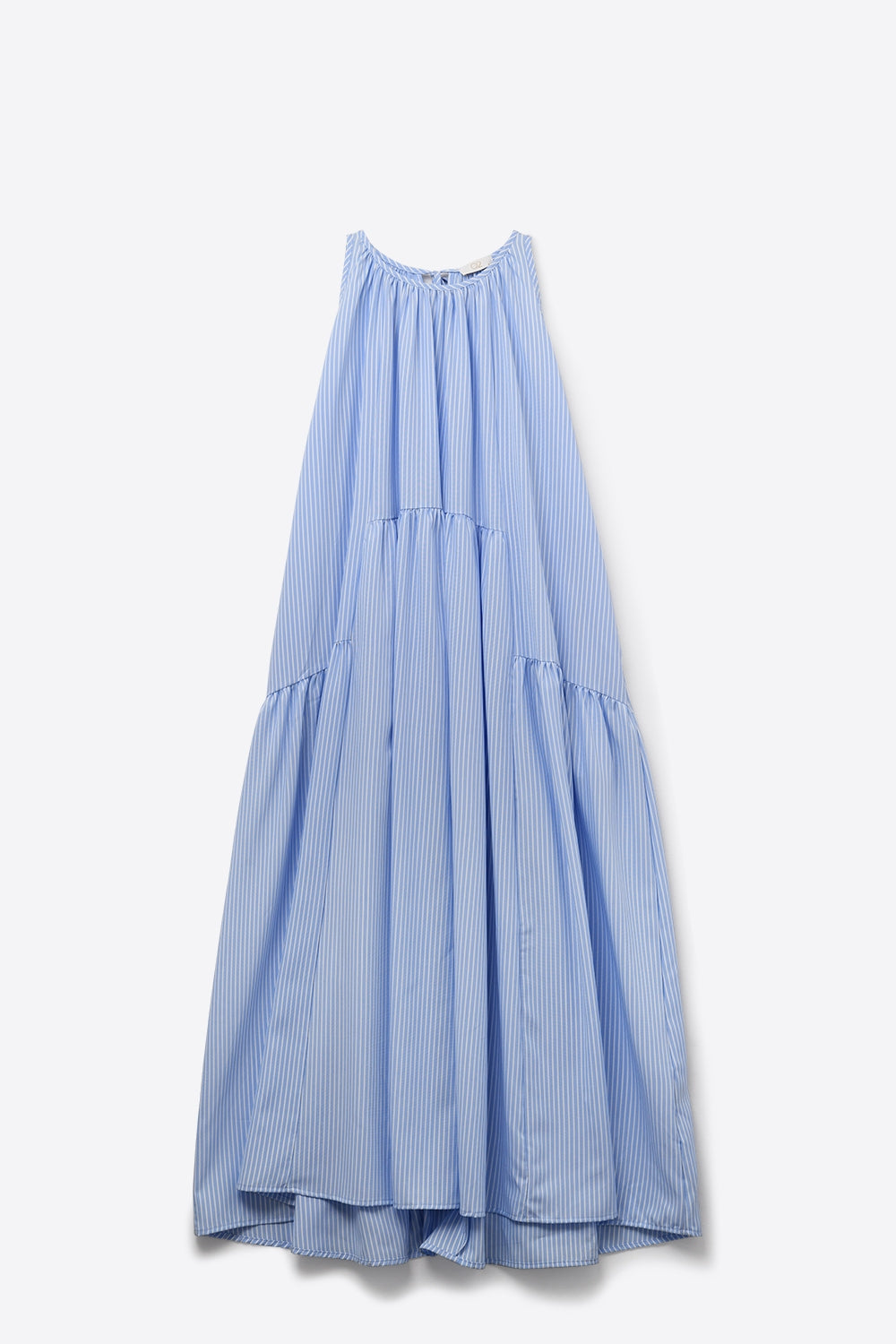 Striped Flowy Halter Dress Blue and White