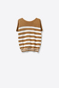 Q2 Striped Knit Sleeveless Sweater Vest in camel