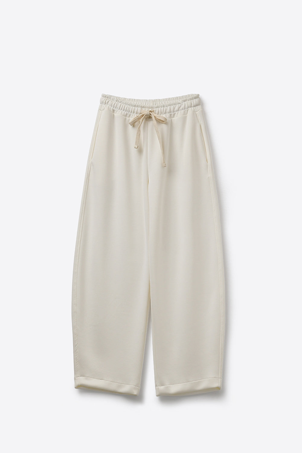 Super-Soft Knit Jogger Pants in cream with Drawstring Waist