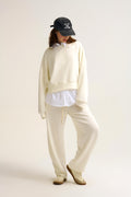 UNIKCOSA Super-Soft Knit Jogger Pants in cream with Drawstring Waist