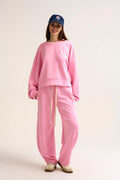 UNIKCOSA Super-Soft Knit Jogger Pants in pink with Drawstring Waist