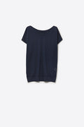 Q2 Textured pattern Knit Short Sleeve Sweater in navy