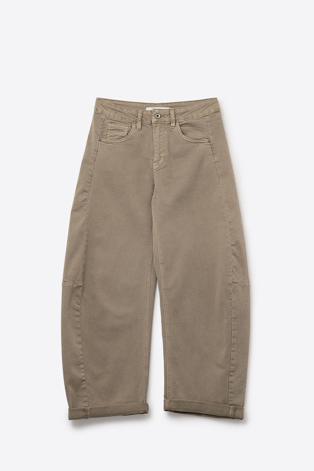 Trendy Beige Barrel Balloon Jeans with Pockets