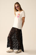 UNIKCOSA trendy black lace long skirt