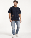 Intent Atlas boxy cotton T-shirt — front on-model AI styling illustration