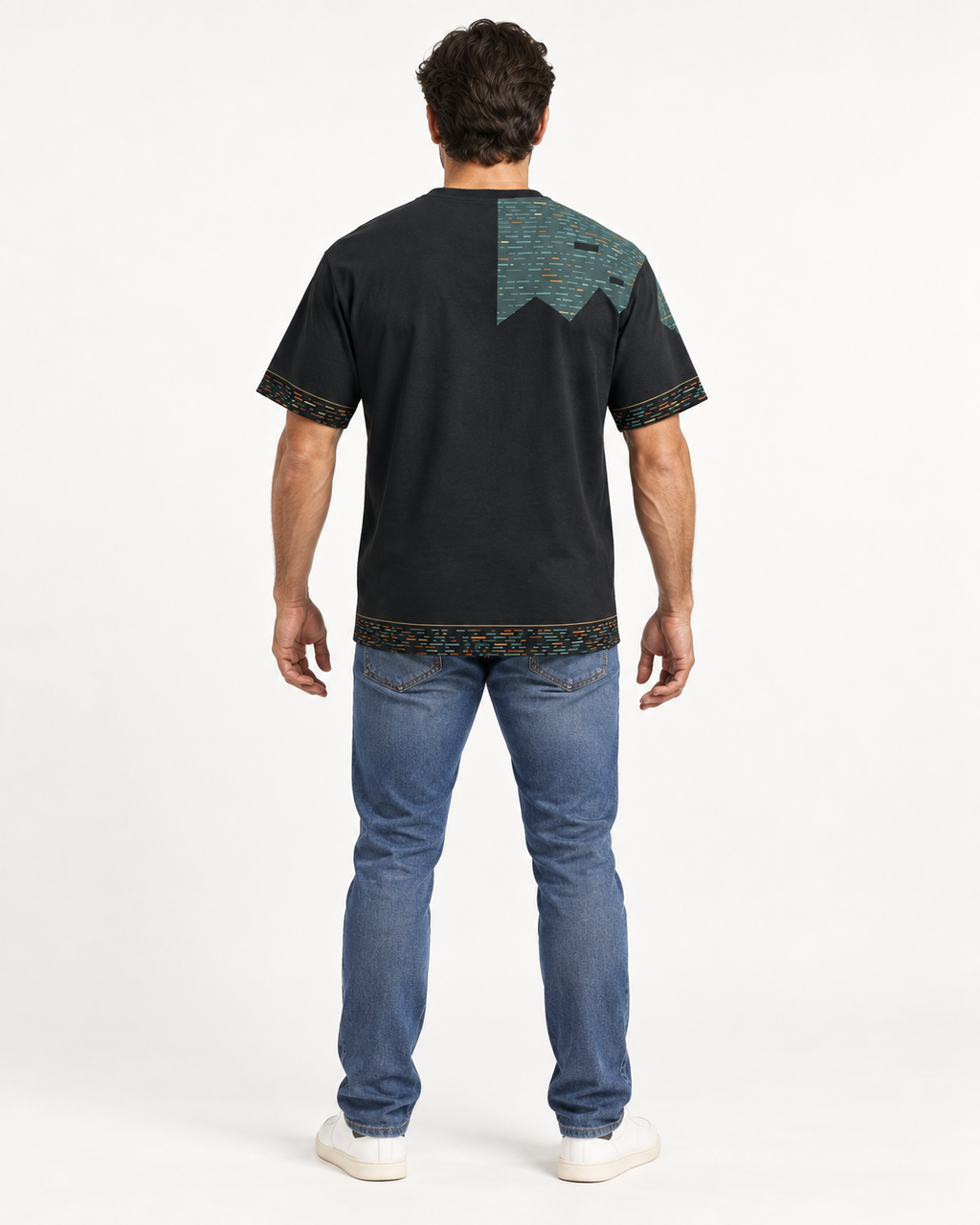 Forest Ledger Reserve boxy cotton T-shirt — back on-model AI styling illustration
