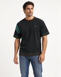 Forest Ledger Reserve boxy cotton T-shirt — front on-model AI styling illustration