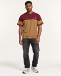 Bordeaux Equilibrium boxy cotton T-shirt — front on-model AI styling illustration