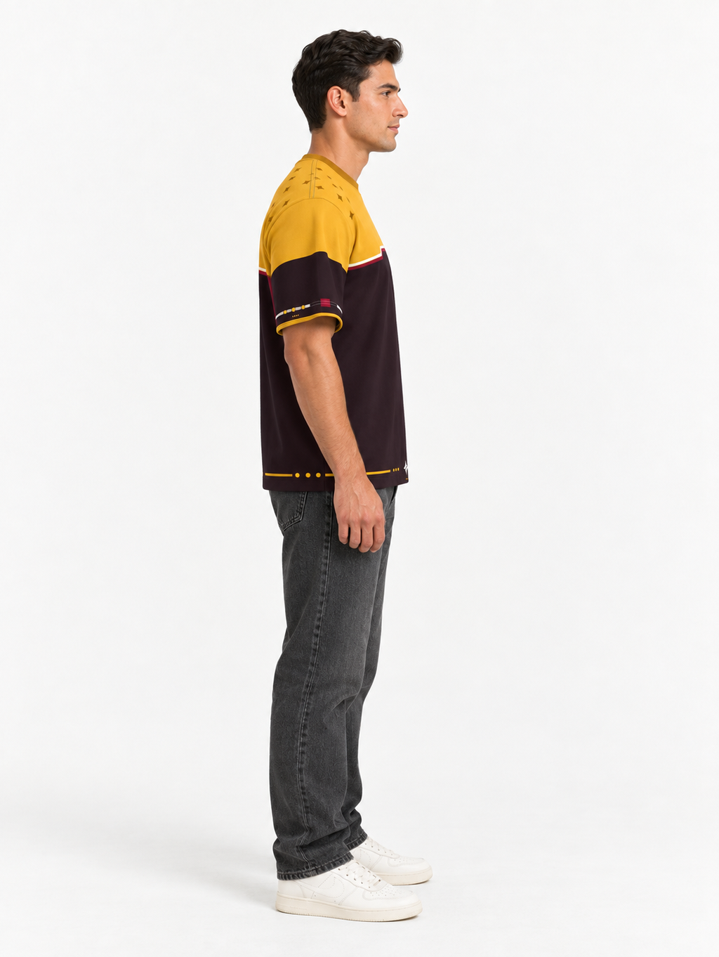 Amber Crown Boxy Cotton T-Shirt — side model styling illustration