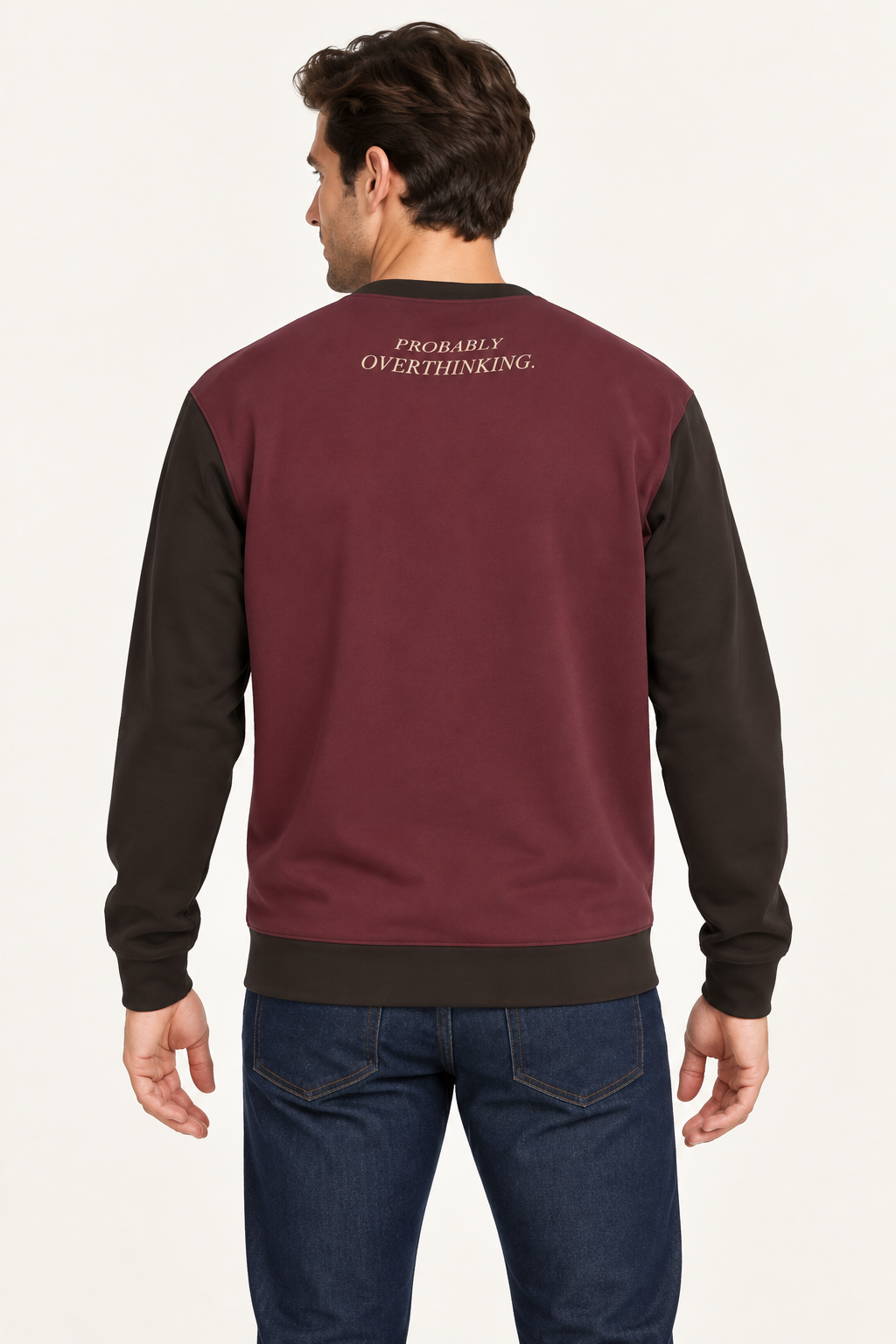 Bordeaux Cocoa sweatshirt, AI-generated back styling illustration