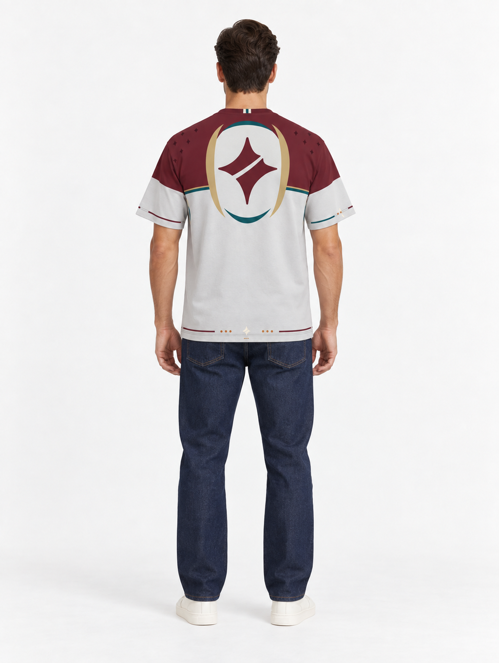Bordeaux Porcelain Boxy Cotton T-Shirt — back model styling illustration