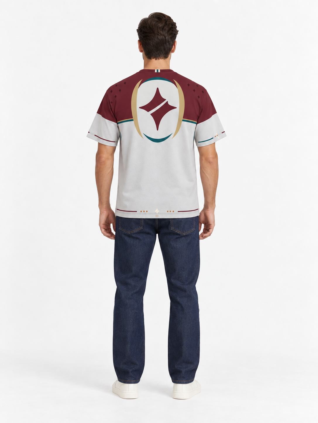 Bordeaux Porcelain Boxy Cotton T-Shirt — back model styling illustration