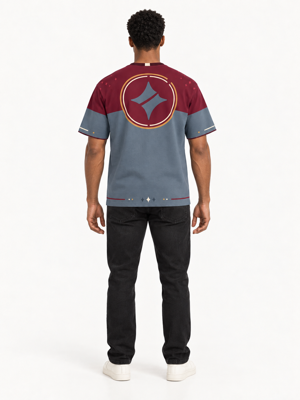 Bordeaux Slate Boxy Cotton T-Shirt — back model styling illustration