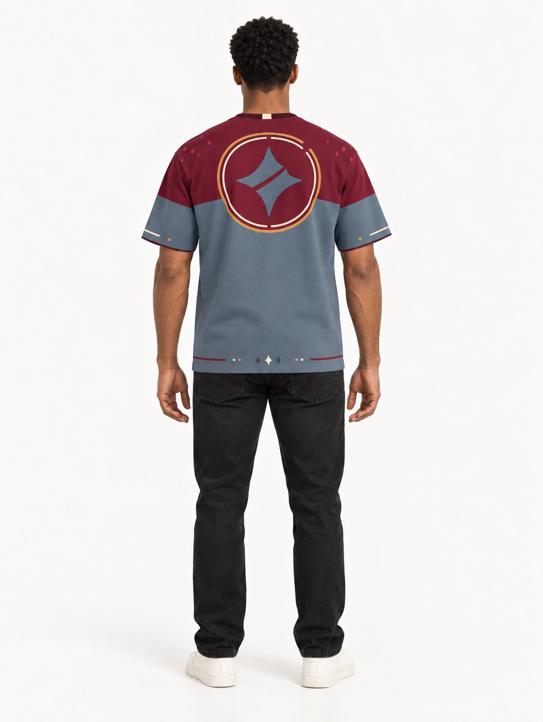 Bordeaux Slate Boxy Cotton T-Shirt — back model styling illustration
