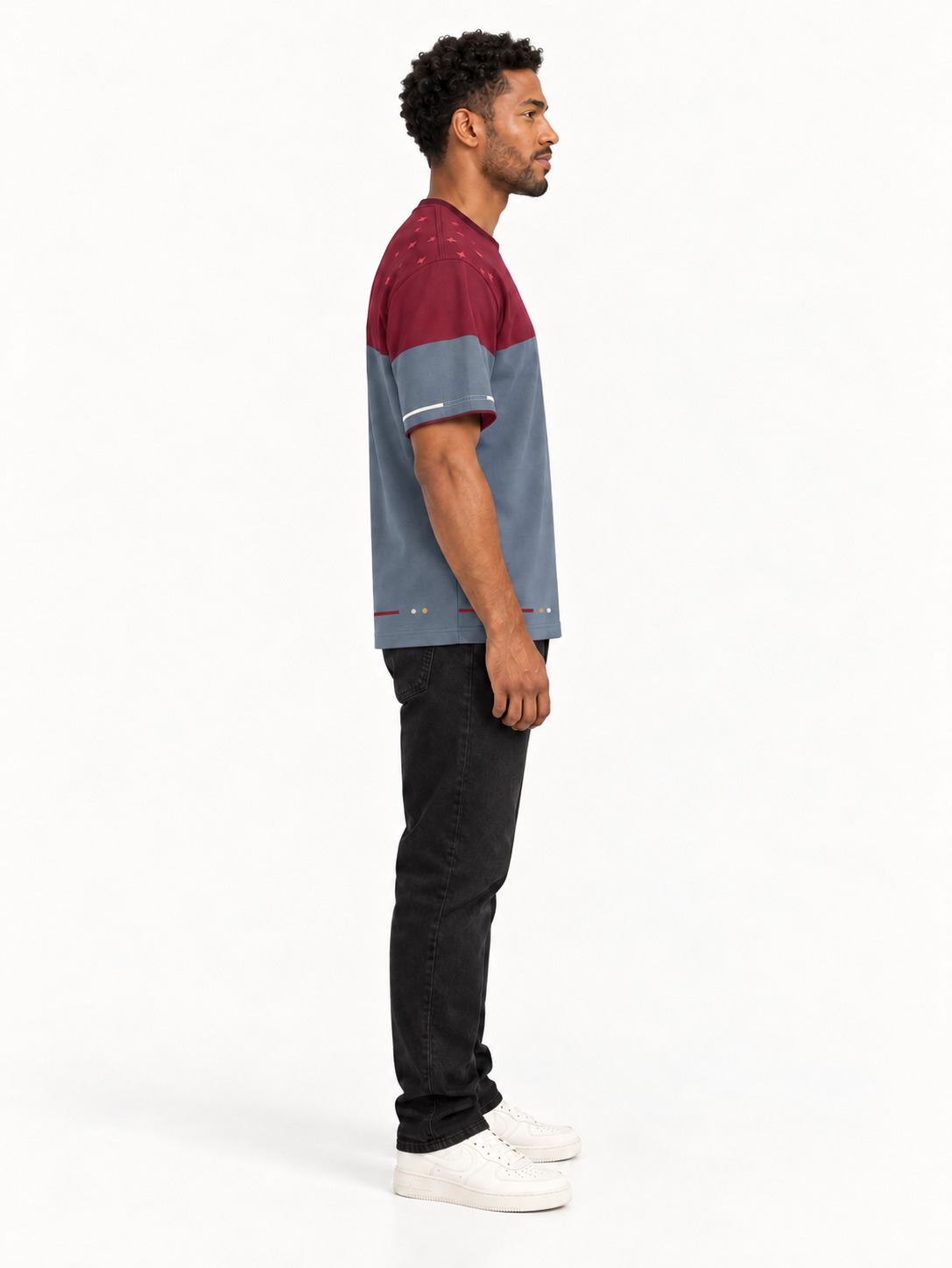 Bordeaux Slate Boxy Cotton T-Shirt — side model styling illustration