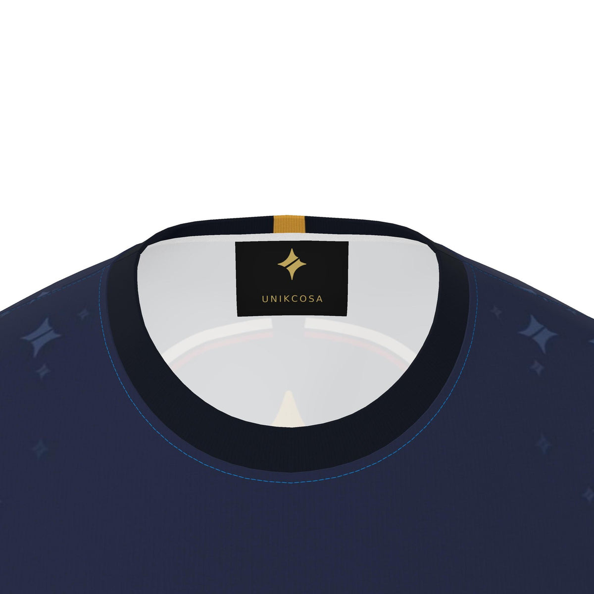 UNIKCOSA boxy cotton T-shirt — original garment preview, neck detail