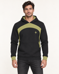 Cinder Citron Threshold Nero Ponte Hoodie, front on-model AI styling illustration