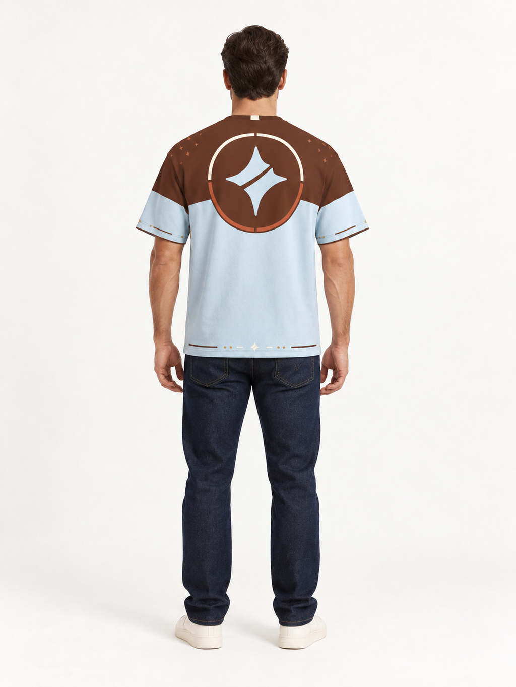 Cocoa Glacier Boxy Cotton T-Shirt — back model styling illustration