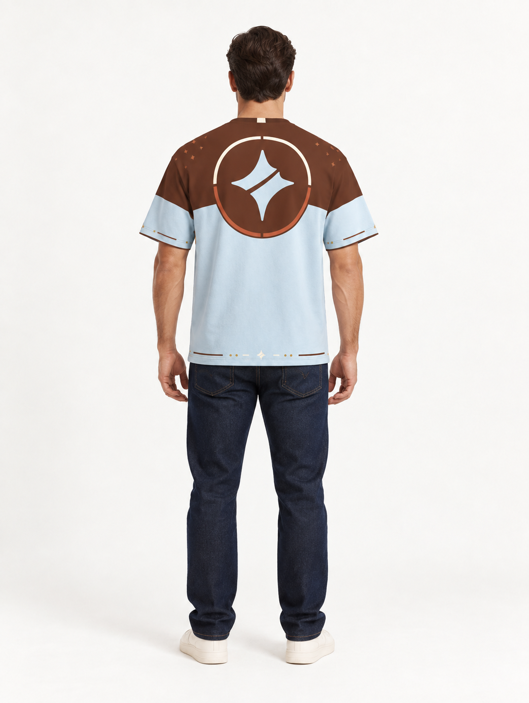 Cocoa Glacier Boxy Cotton T-Shirt — back model styling illustration