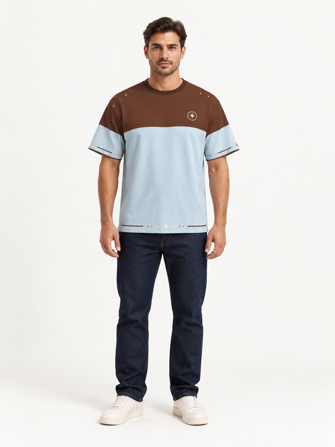 Cocoa Glacier Boxy Cotton T-Shirt — front model styling illustration