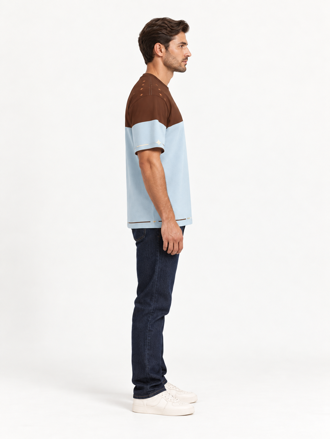 Cocoa Glacier Boxy Cotton T-Shirt — side model styling illustration