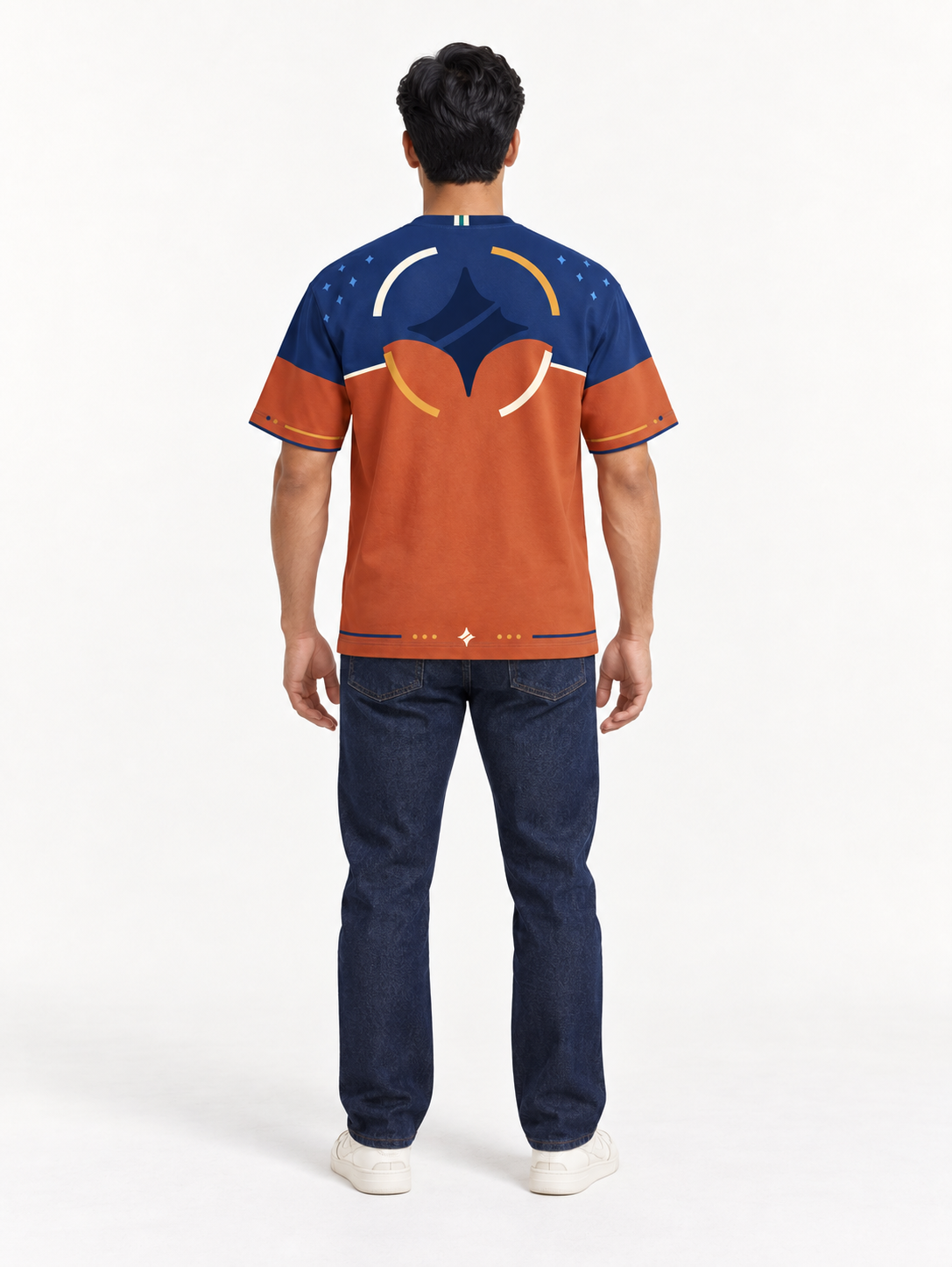 Copper Meridian Boxy Cotton T-Shirt — back model styling illustration