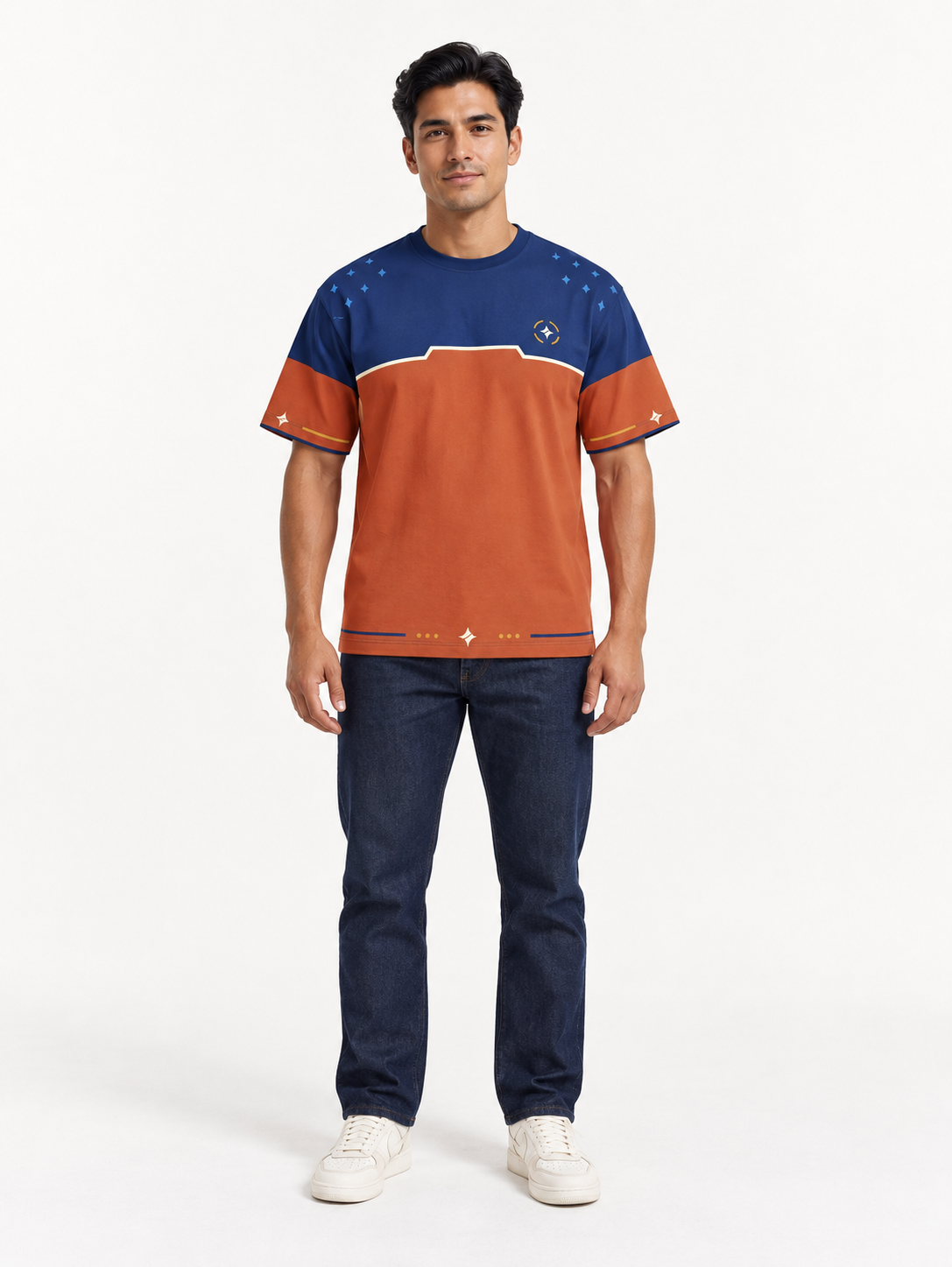 Copper Meridian Boxy Cotton T-Shirt — front model styling illustration