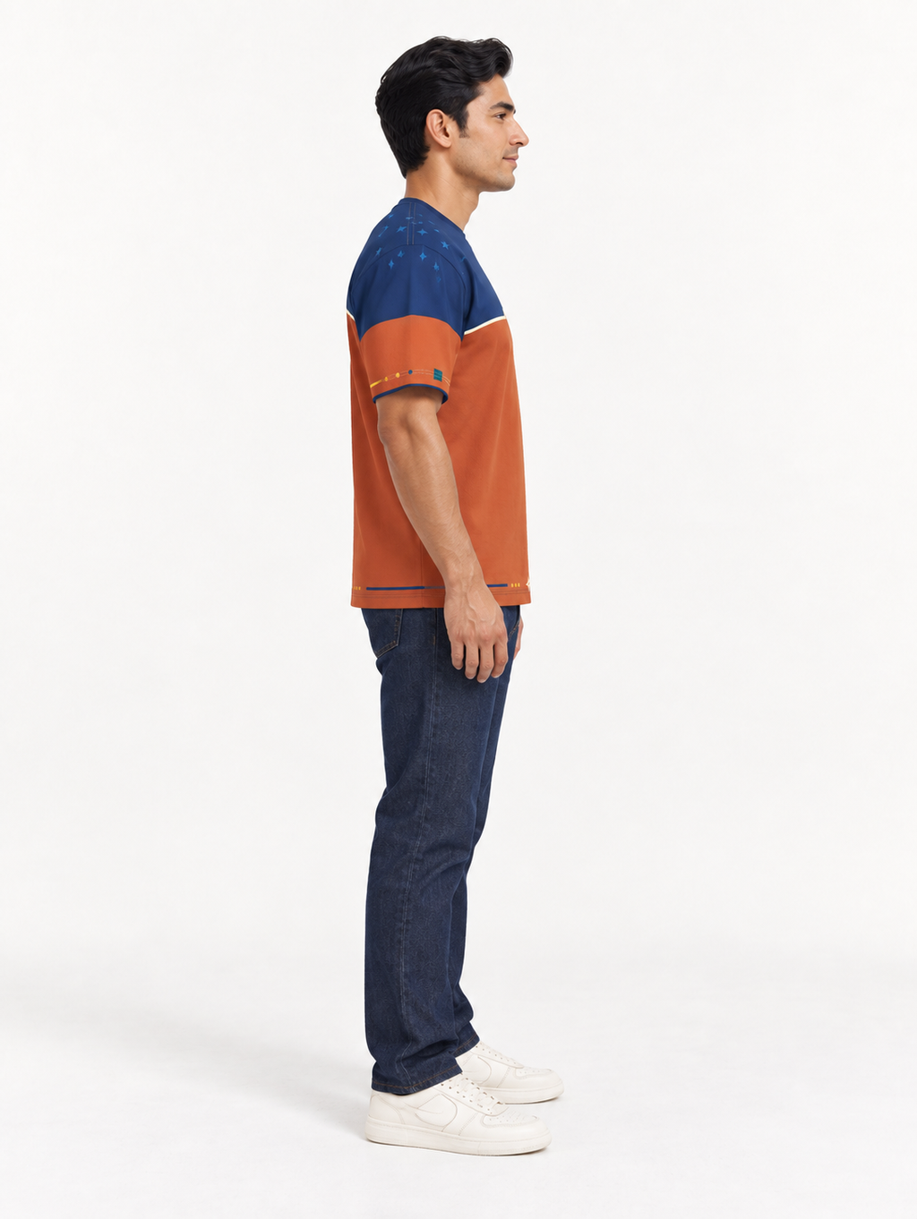 Copper Meridian Boxy Cotton T-Shirt — side model styling illustration