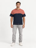 Coral Nocturne Boxy Cotton T-Shirt — front model styling illustration