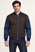 Espresso Ink Rhythm satin bomber jacket — front on-model styling illustration