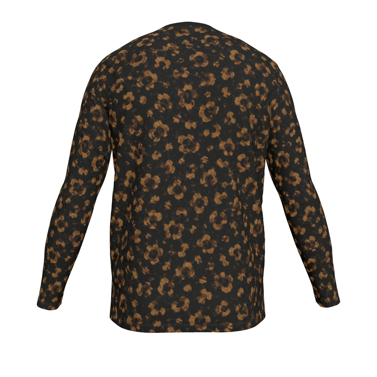 Golden Leopard Luxury Long Sleeve T-Shirt by UNIKCOSA, final garment back view