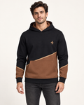 Cognac Obsidian Arc Nero Ponte Hoodie front view — AI-generated styling illustration