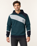 Petrol Silver Oblique Nero Ponte Hoodie front view — AI-generated styling illustration