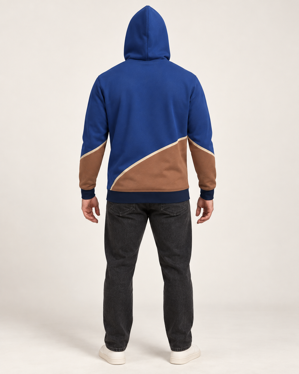 Cobalt Clay Arc Nero Ponte Hoodie back view — AI-generated styling illustration