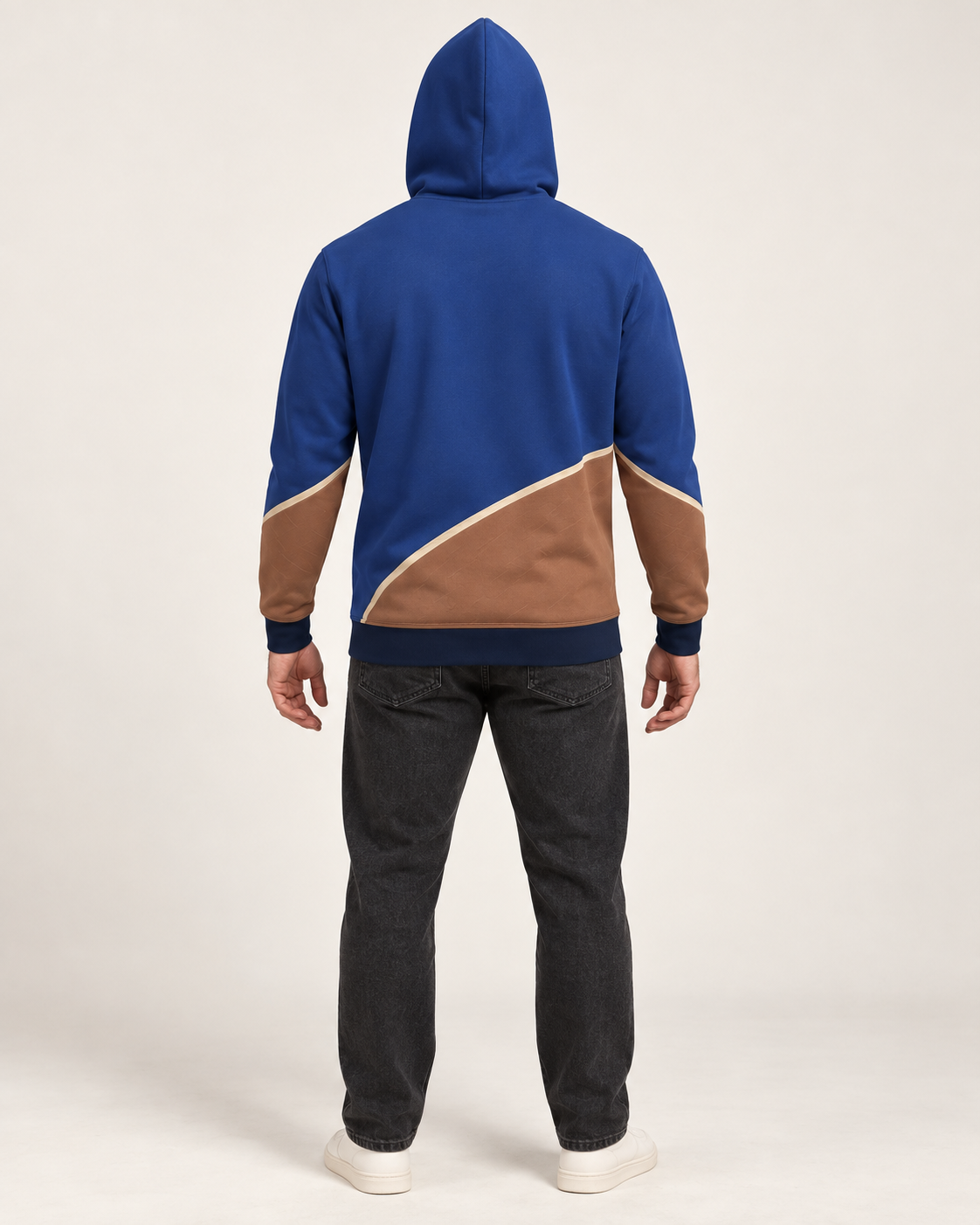 Cobalt Clay Arc Nero Ponte Hoodie back view — AI-generated styling illustration