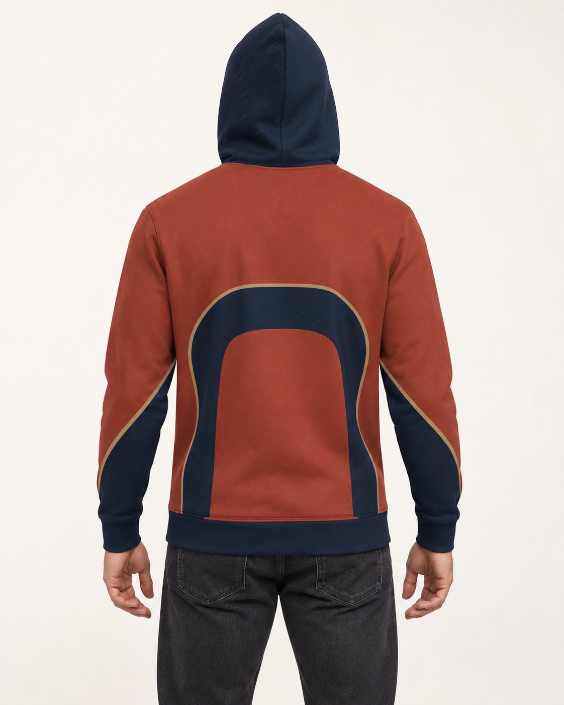 Oxide Midnight Vault Nero Ponte Hoodie back view — AI-generated styling illustration