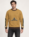 honey espresso span men's sweatshirt front view. AI-generated digital styling illustration.